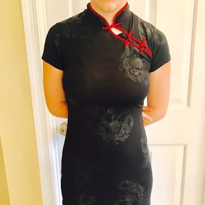 ✨Dragon Print Mandarin Collar Dress